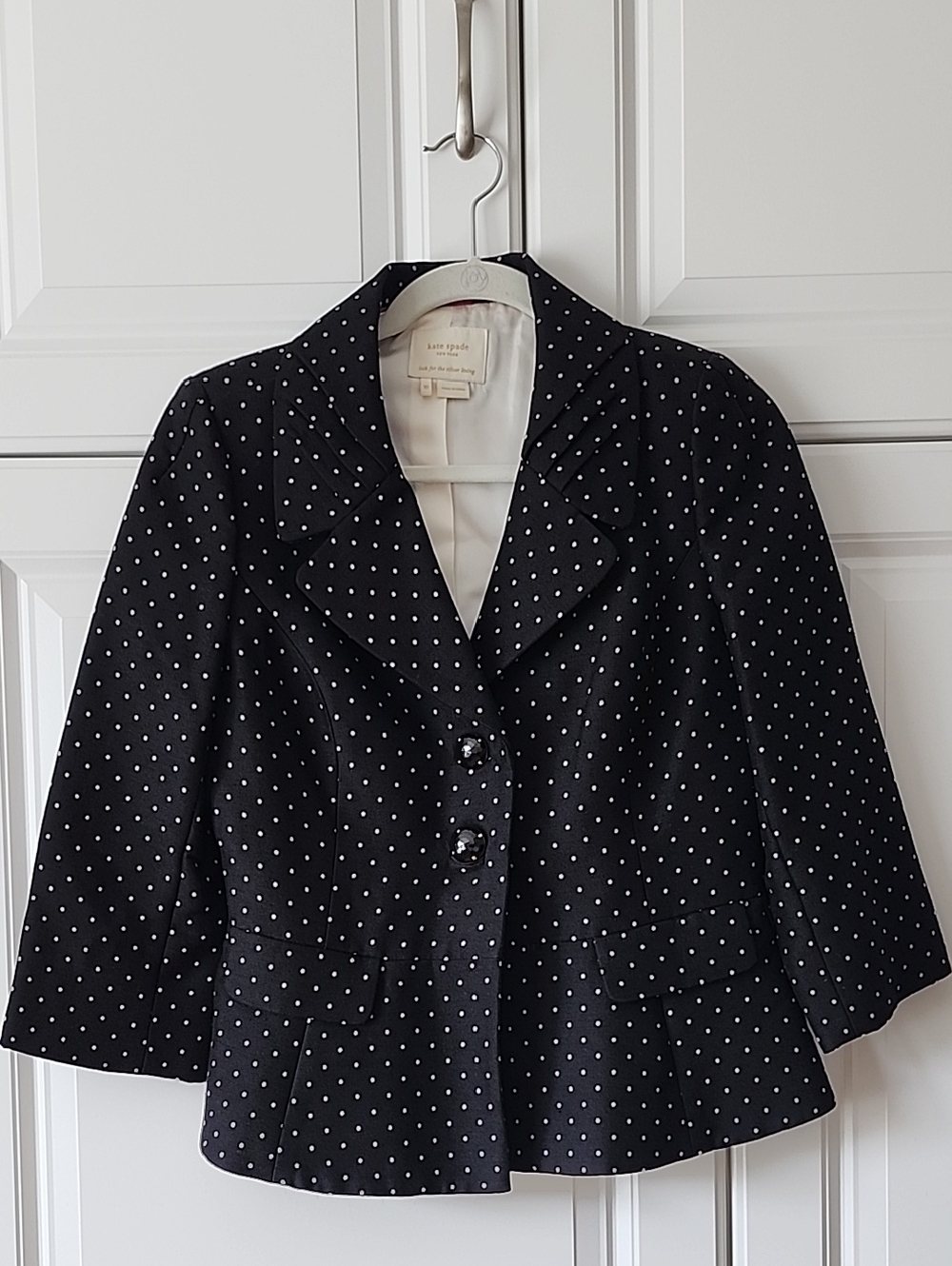 kate spade Black with White Polka Dot Cropped Blazer